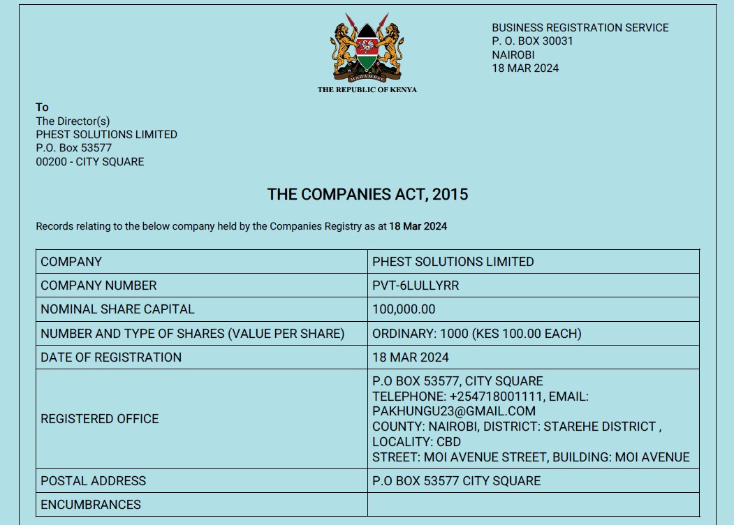 BUSINESS REGISTRATION SERVICE